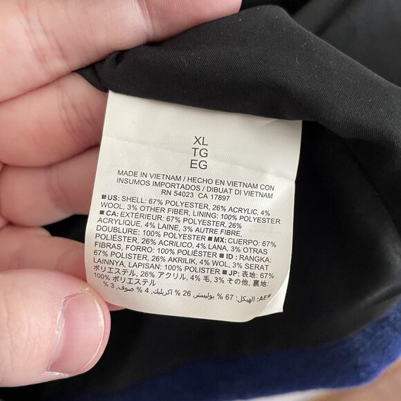 Old Navy Women XL Blue Striped Wool Blend Collarless Longline Blanket Coat NWT - Picture 10 of 14